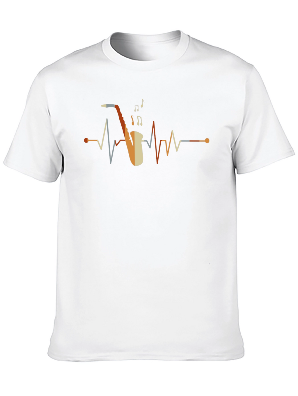 Saxophone Heartbeat Graphic Tee - Music Lover Shirt