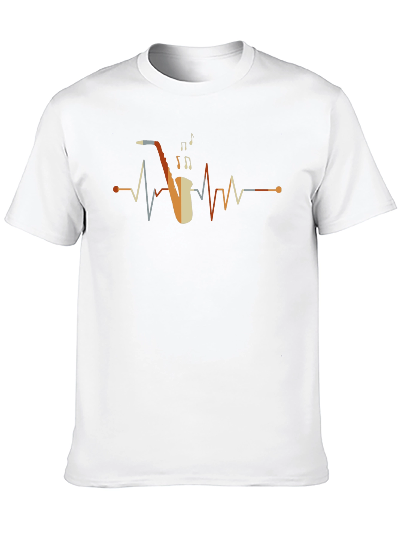 Saxophone Heartbeat Graphic Tee - Music Lover Shirt