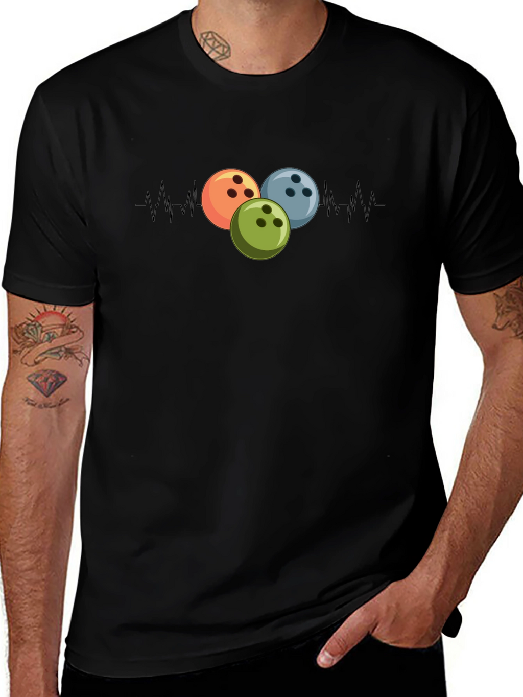 Bowling Heartbeat Black T-Shirt