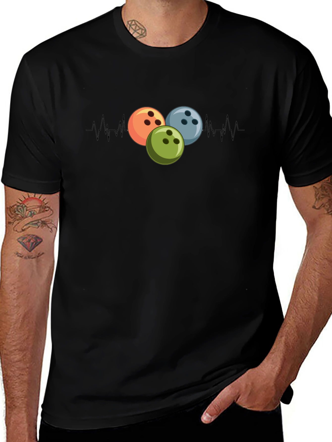 Bowling Heartbeat Black T-Shirt