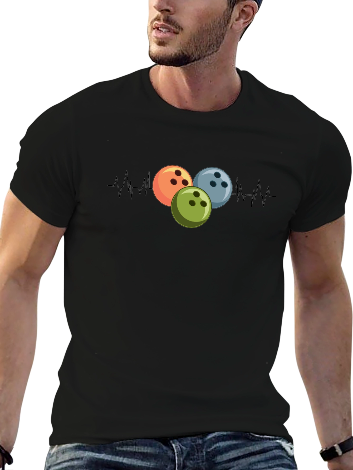 Bowling Heartbeat Black T-Shirt