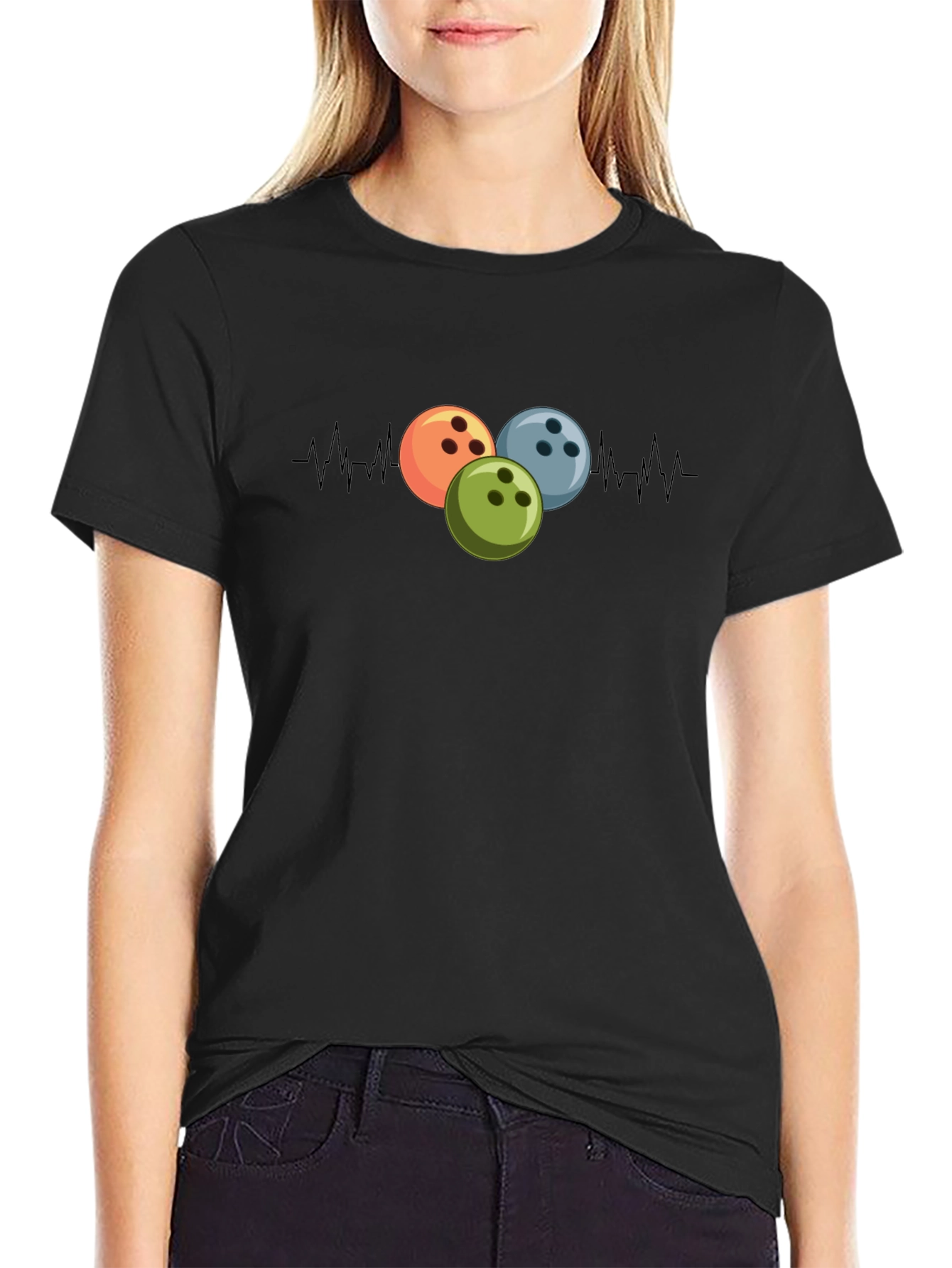 Bowling Heartbeat Black T-Shirt