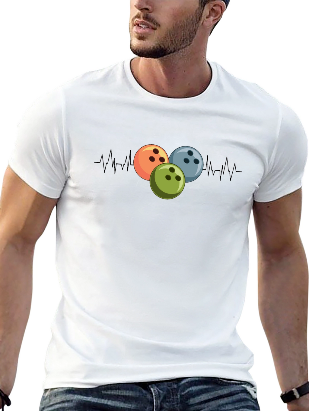Bowling Heartbeat Black T-Shirt