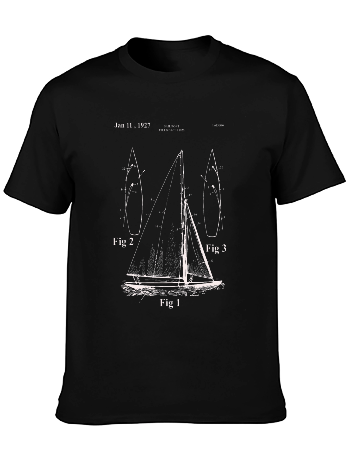 Vintage Sailboat Blueprint T-Shirt