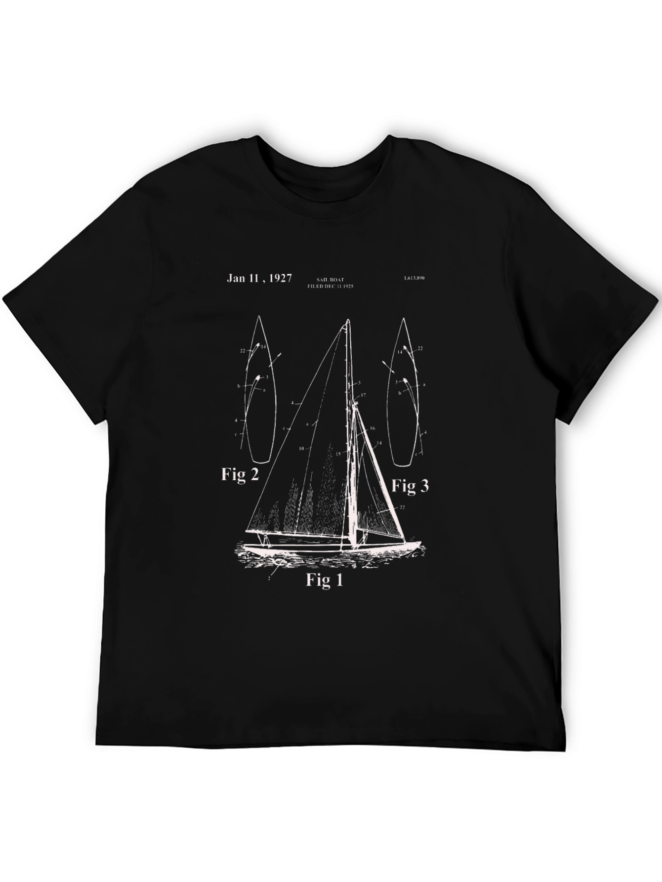 Vintage Sailboat Blueprint T-Shirt