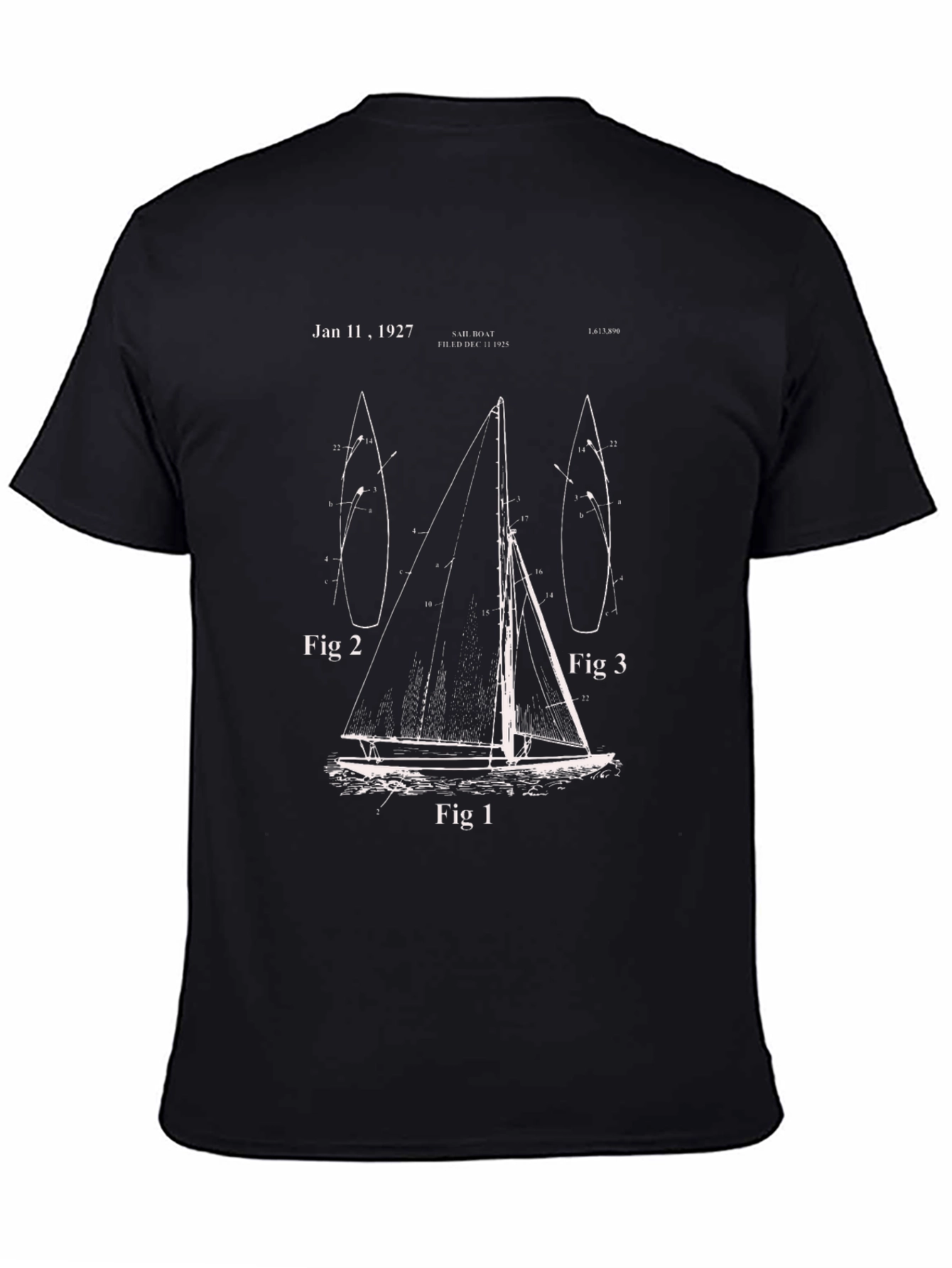 Vintage Sailboat Blueprint T-Shirt
