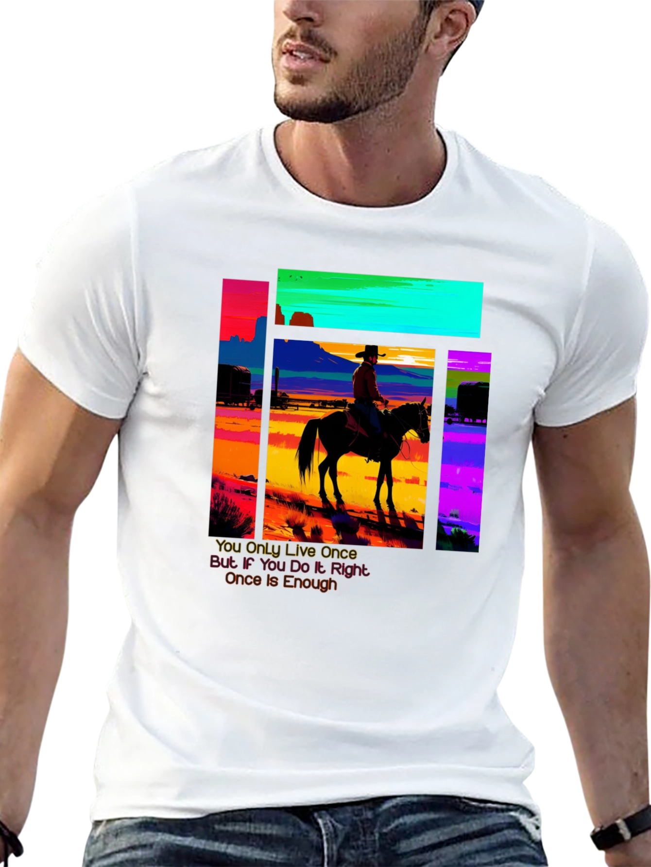 Retro Cowboy Graphic Tee - YOLO Edition