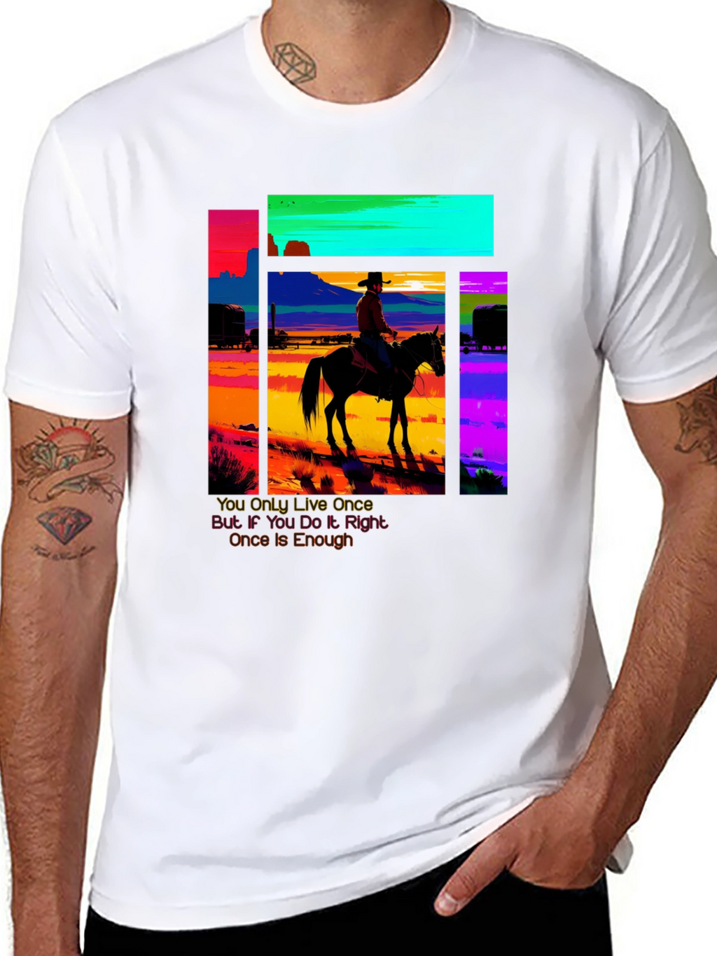 Retro Cowboy Graphic Tee - YOLO Edition