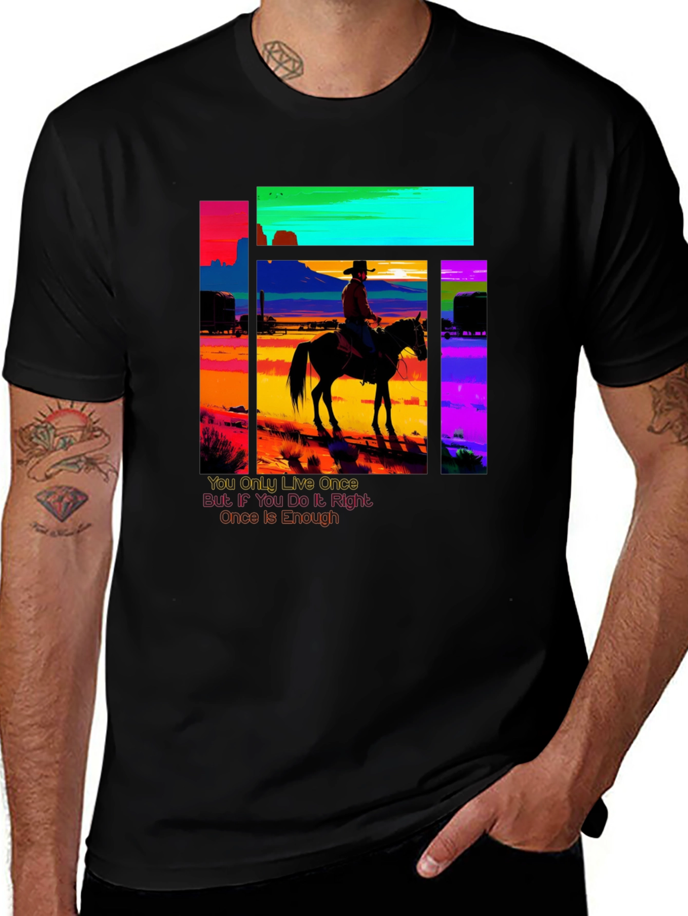 Retro Cowboy Graphic Tee - YOLO Edition