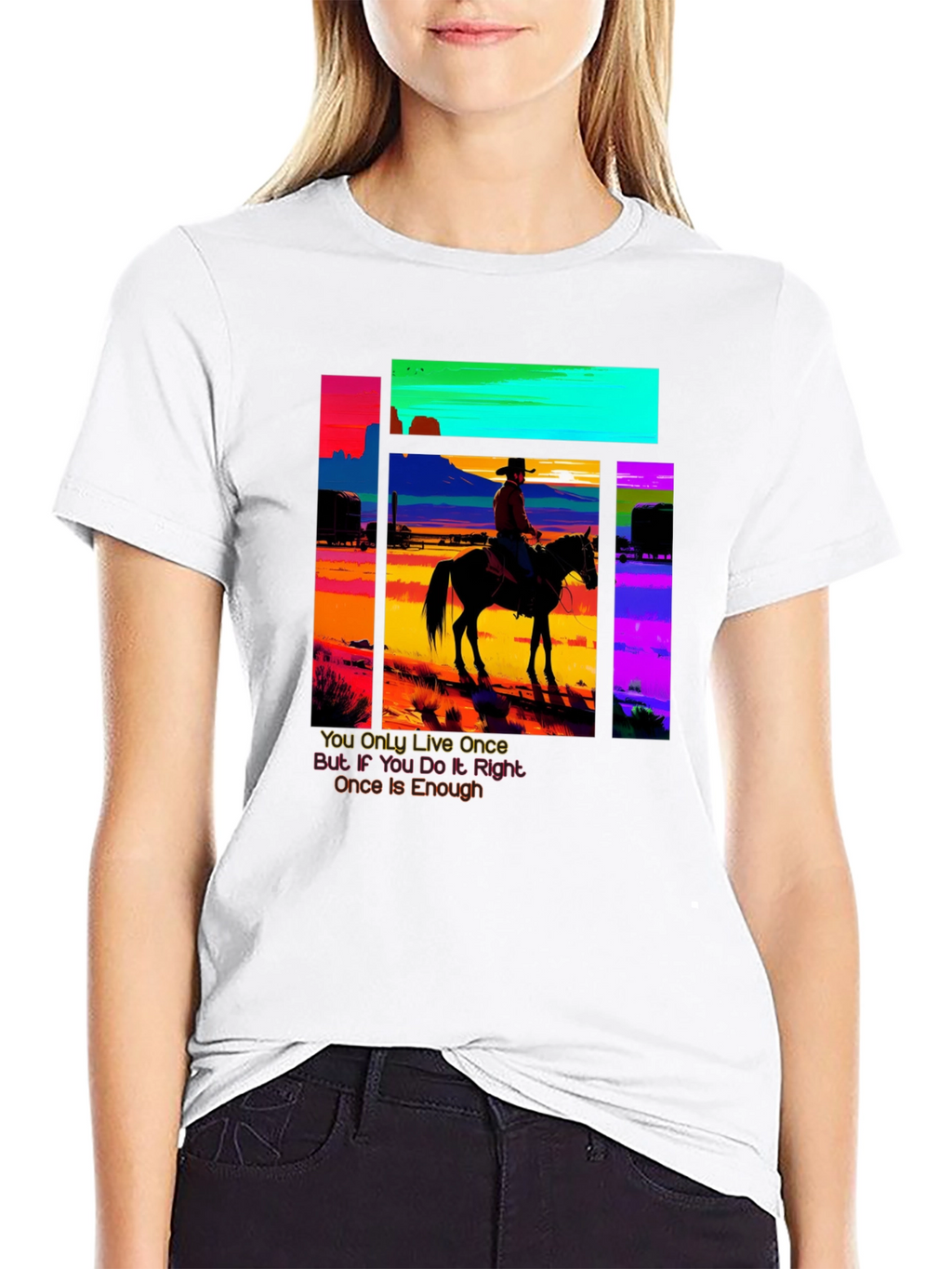 Retro Cowboy Graphic Tee - YOLO Edition