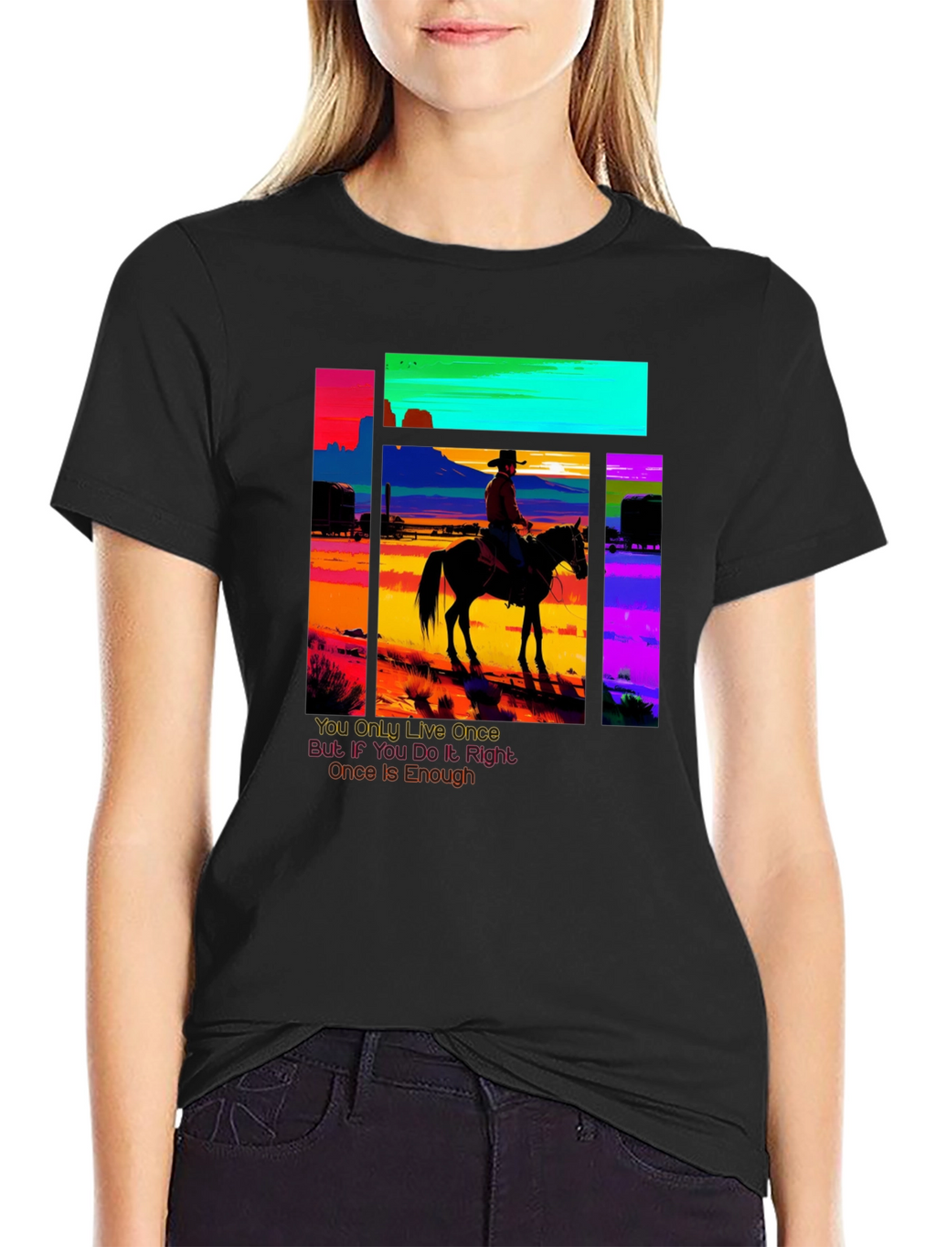 Retro Cowboy Graphic Tee - YOLO Edition