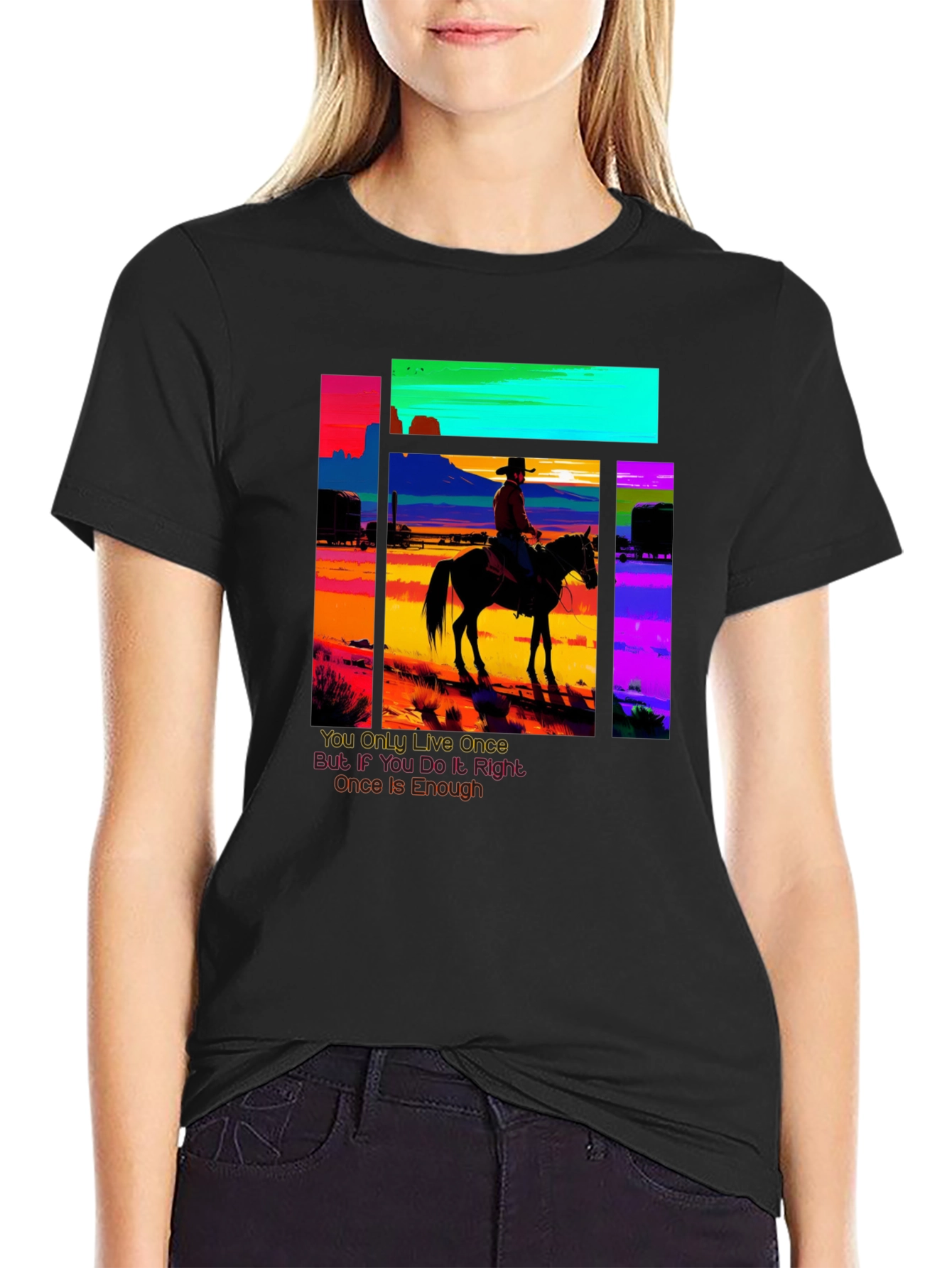 Retro Cowboy Graphic Tee - YOLO Edition