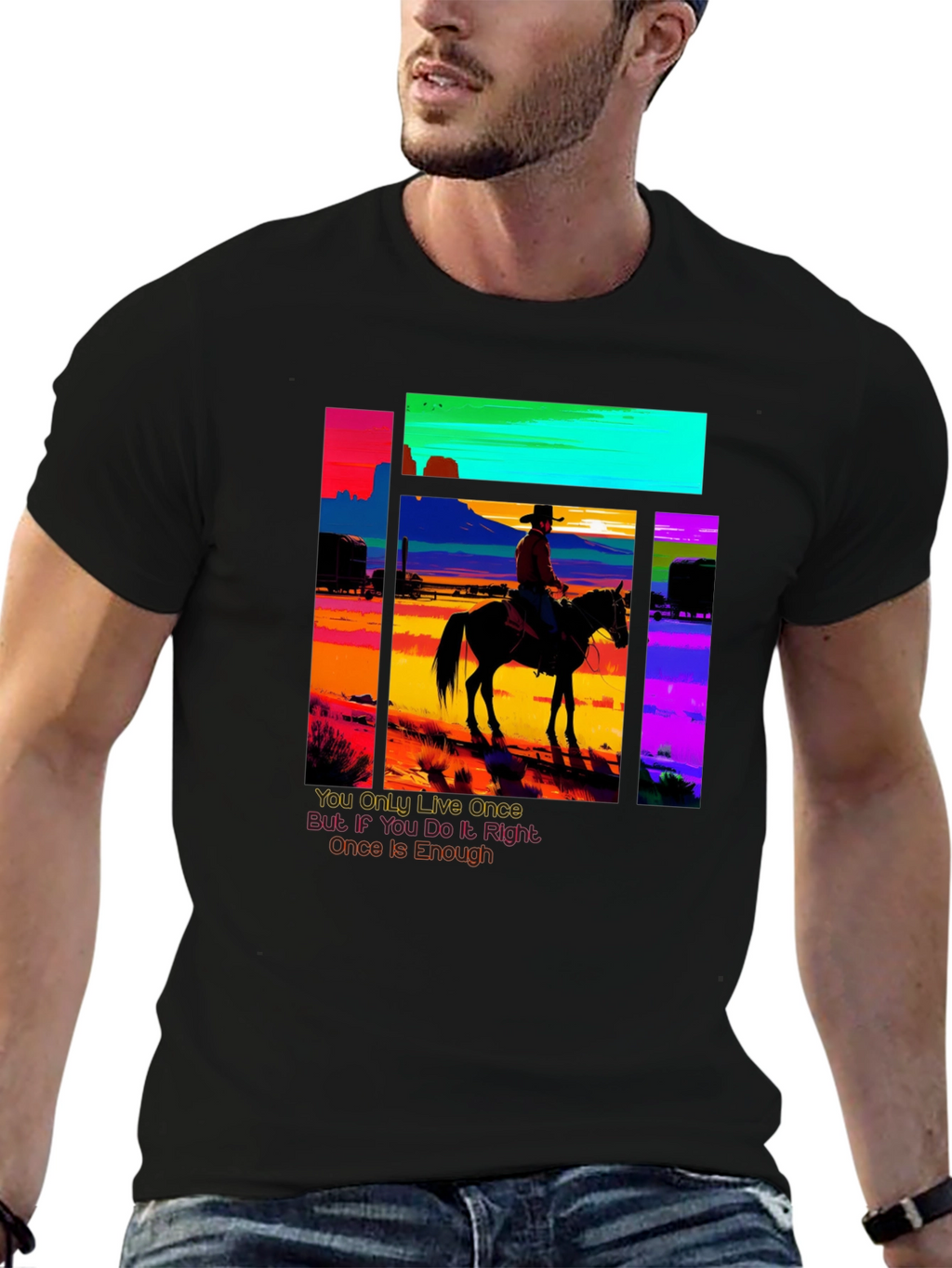 Retro Cowboy Graphic Tee - YOLO Edition