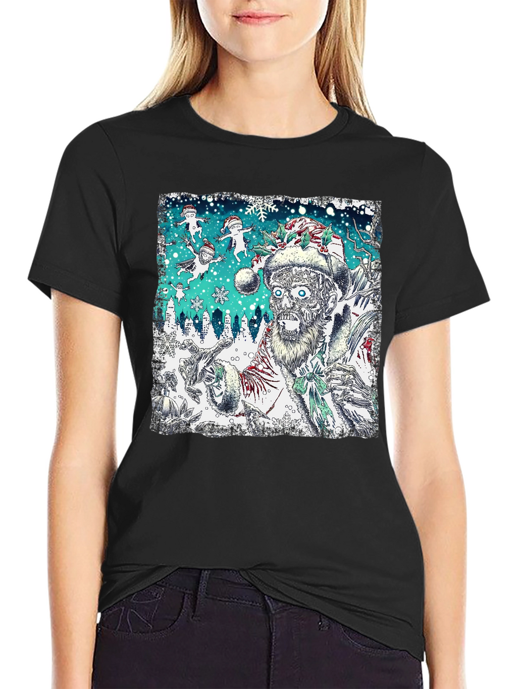 Zombie Santa Christmas Graphic Tee