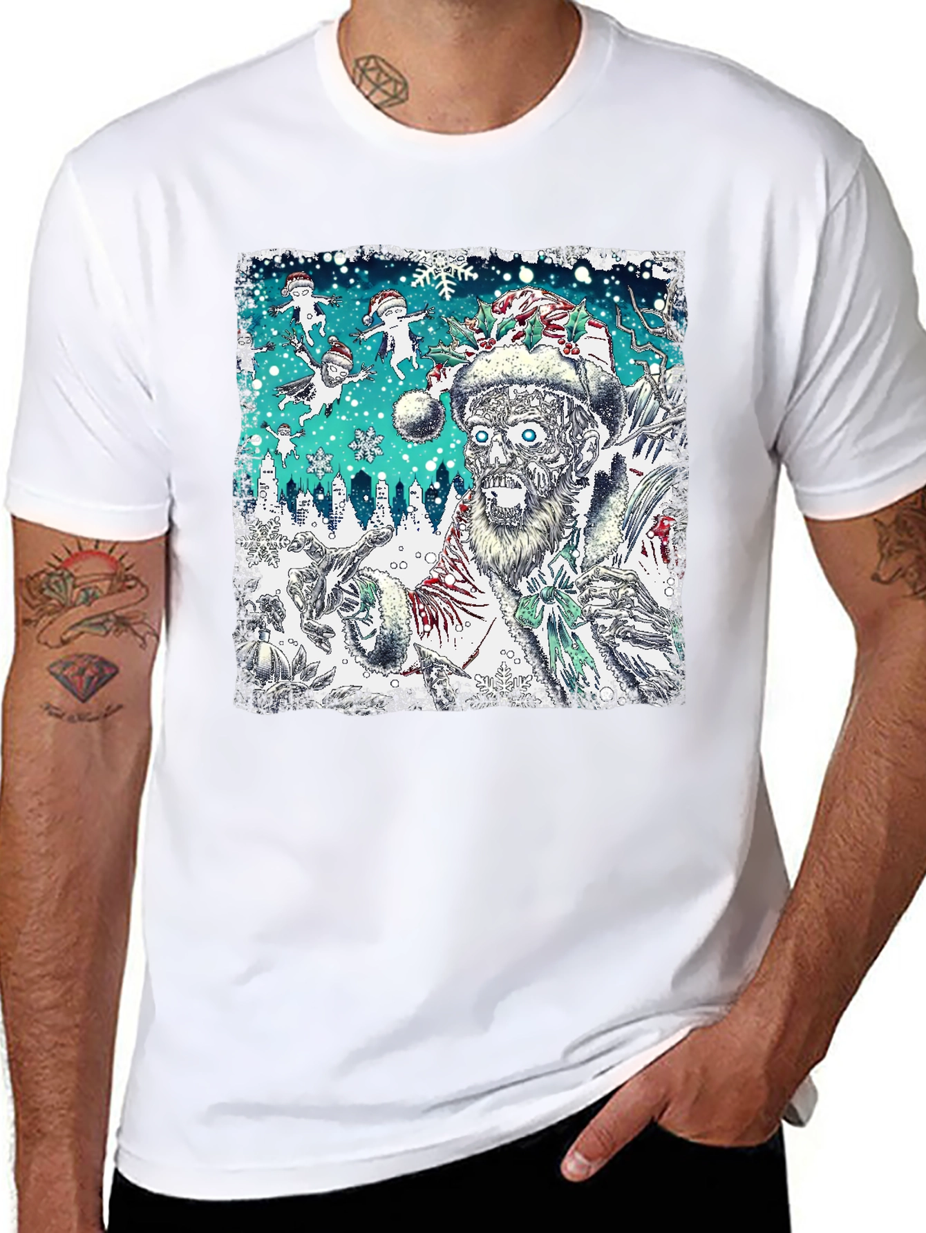 Zombie Santa Christmas Graphic Tee