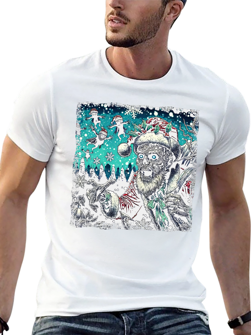 Zombie Santa Christmas Graphic Tee
