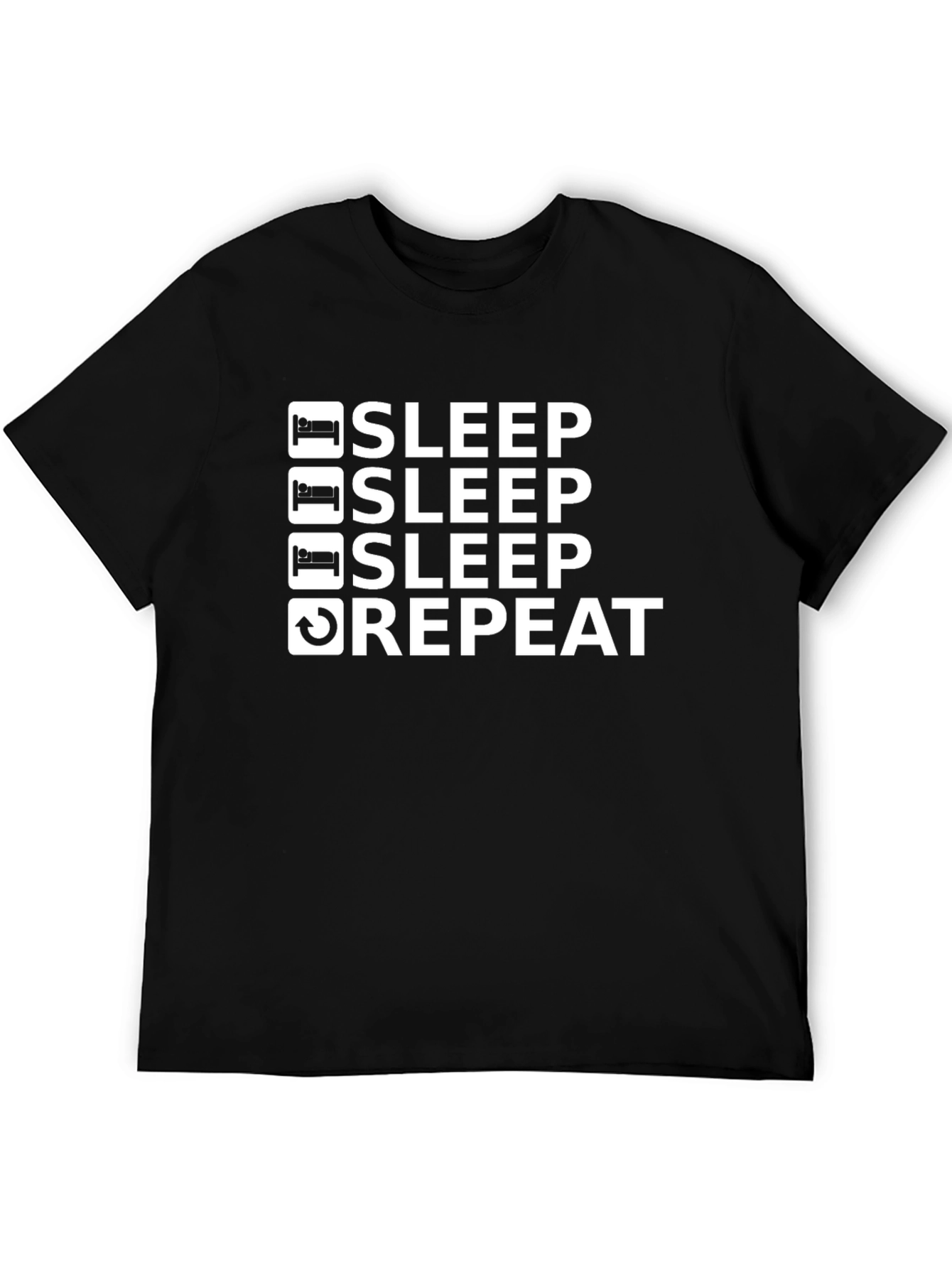 Sleep Repeat Graphic Tee - Black Cotton Blend