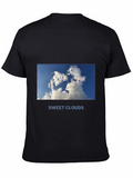 Sweet Clouds Graphic Tee - Black Cotton Comfort