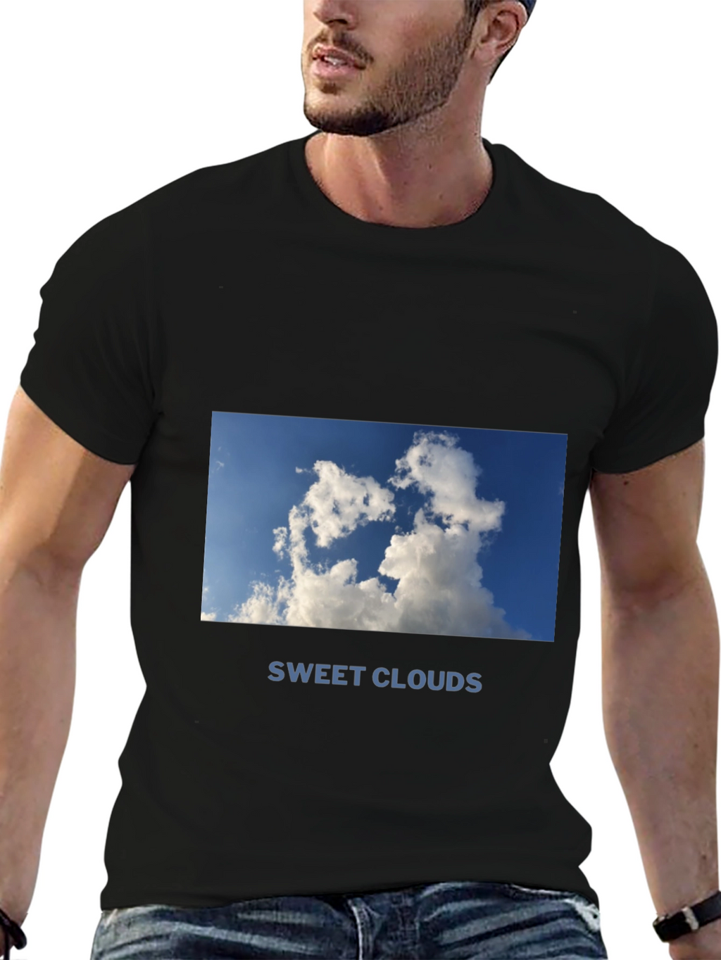 Sweet Clouds Graphic Tee - Black Cotton Comfort