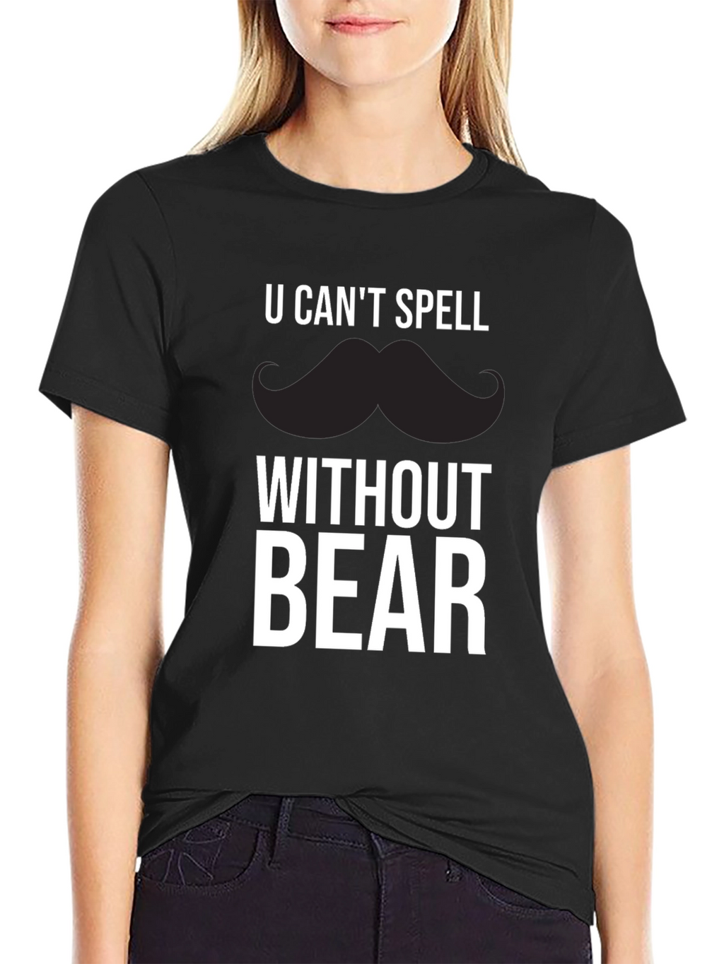 Funny Mustache Bear Graphic T-Shirt