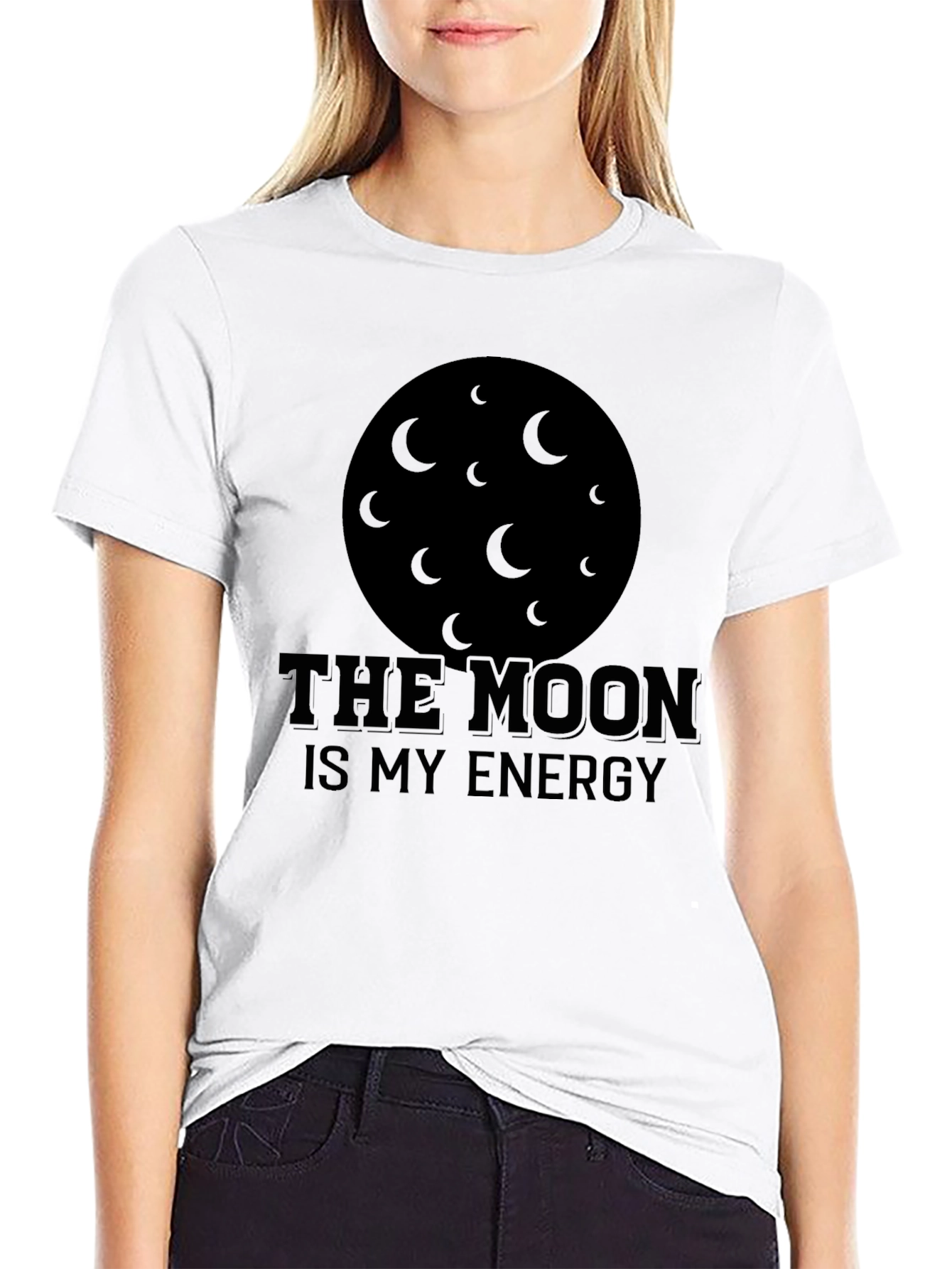 The Moon Is My Energy Black T-Shirt