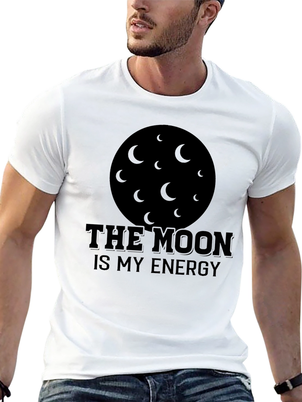 The Moon Is My Energy Black T-Shirt