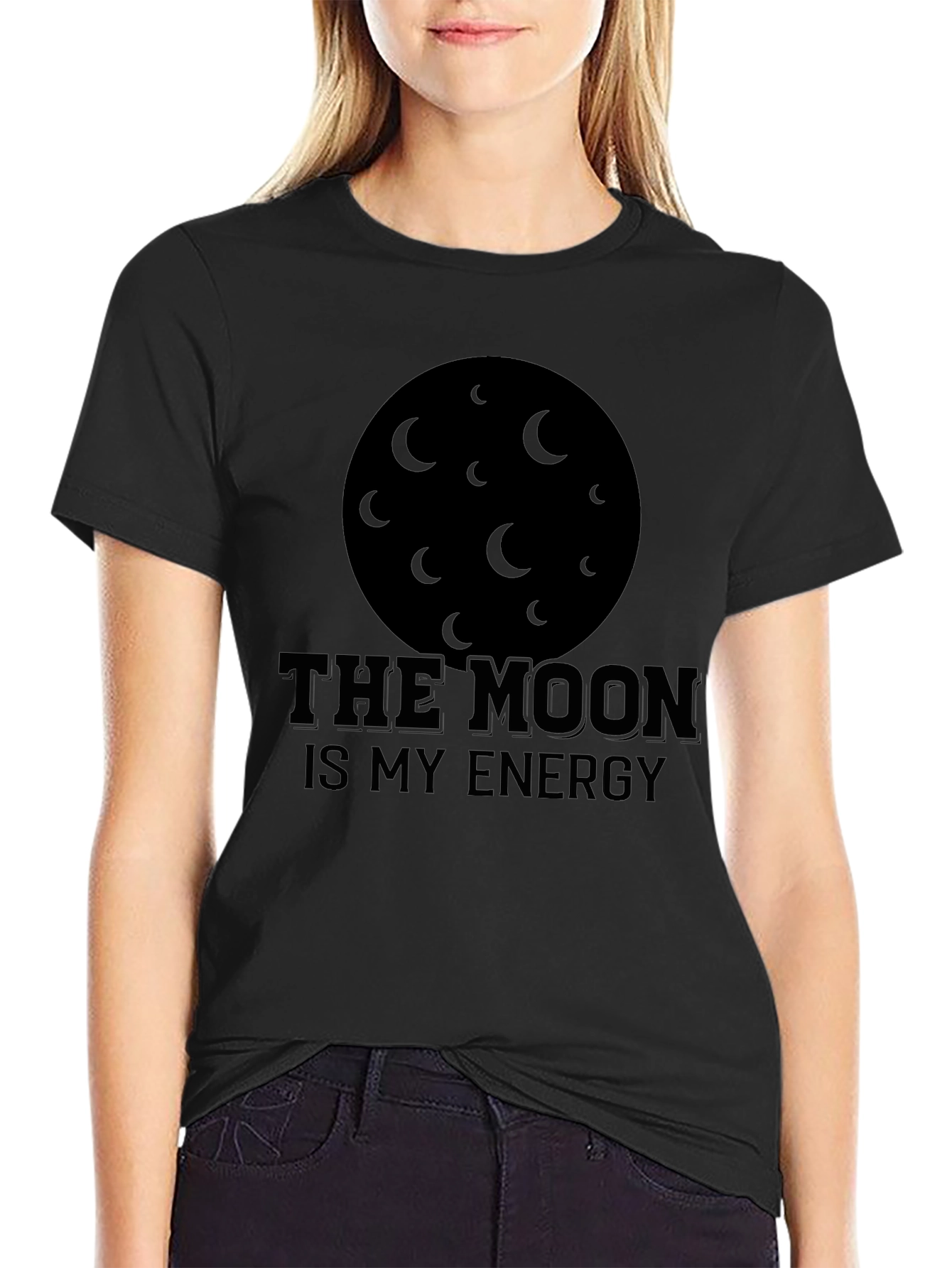 The Moon Is My Energy Black T-Shirt