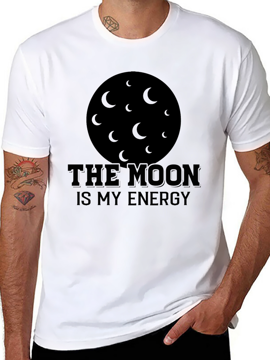 The Moon Is My Energy Black T-Shirt