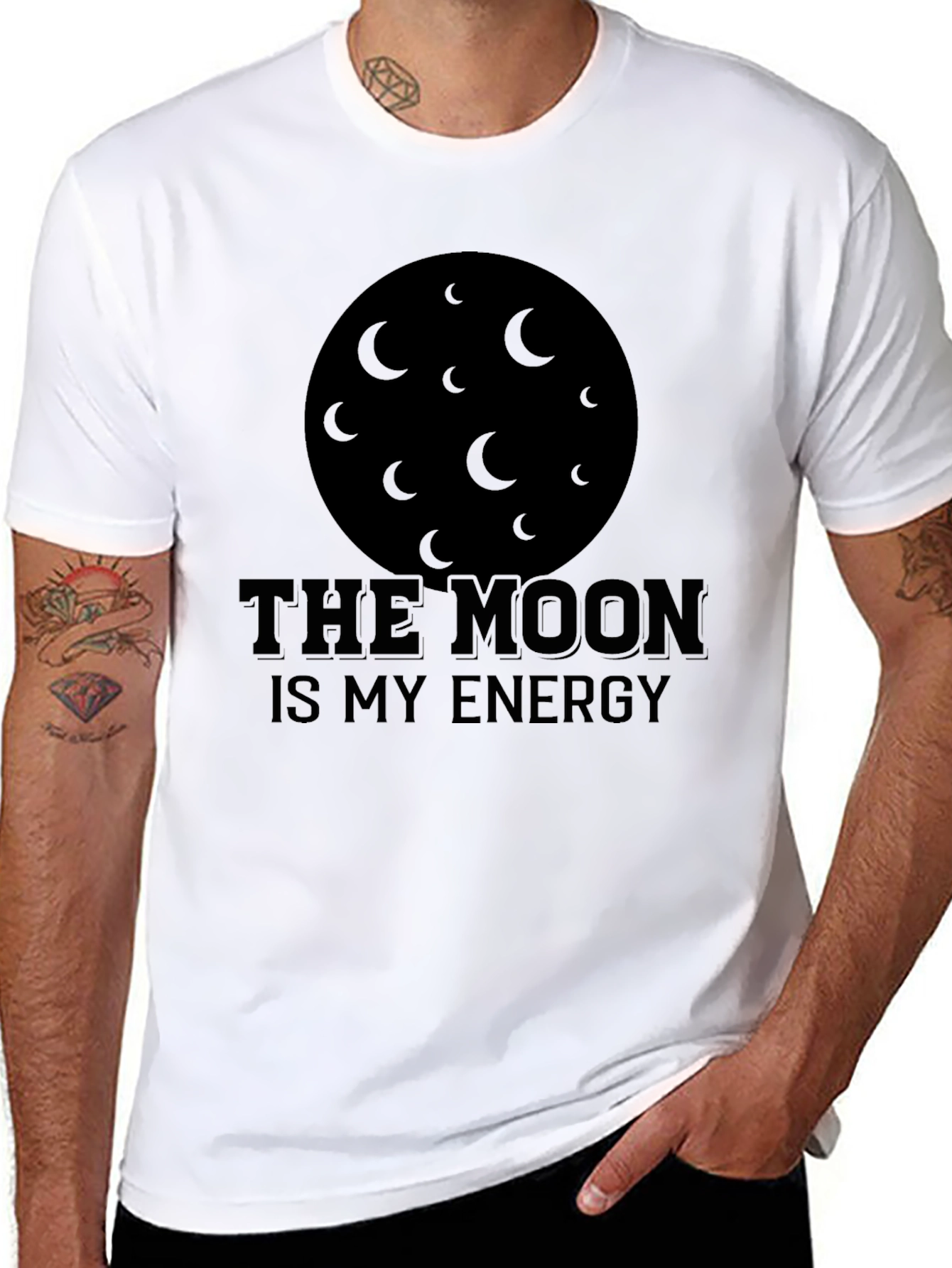 The Moon Is My Energy Black T-Shirt