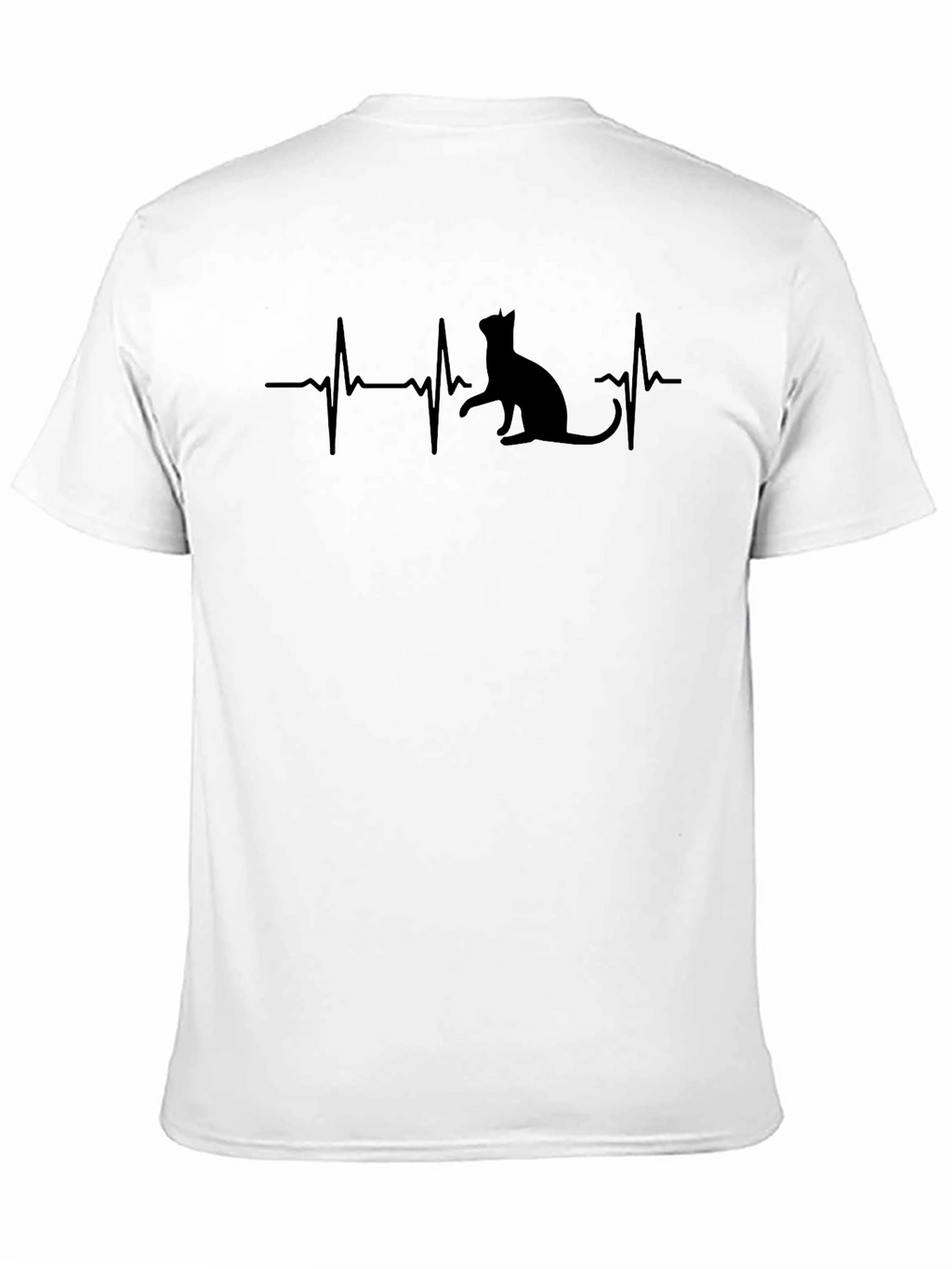 Cat Heartbeat T-Shirt - Black Novelty Tee