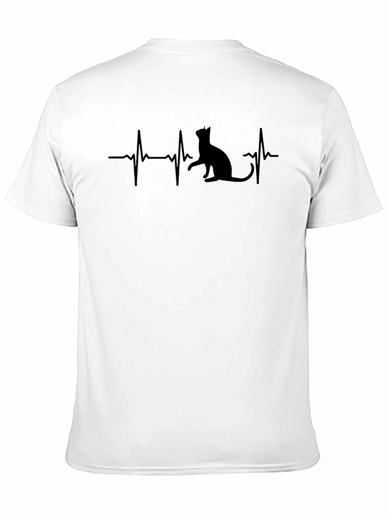 Cat Heartbeat T-Shirt - Black Novelty Tee