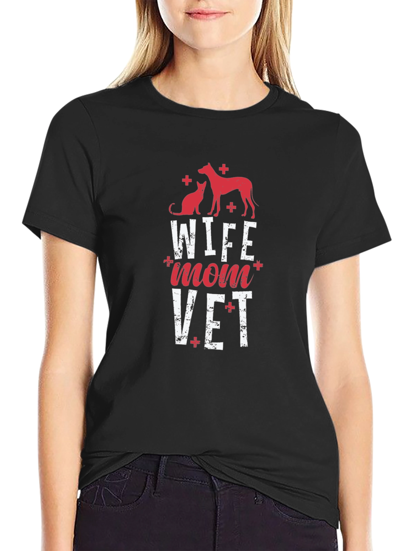 Wife Mom Vet T-Shirt - Animal Lover Gift