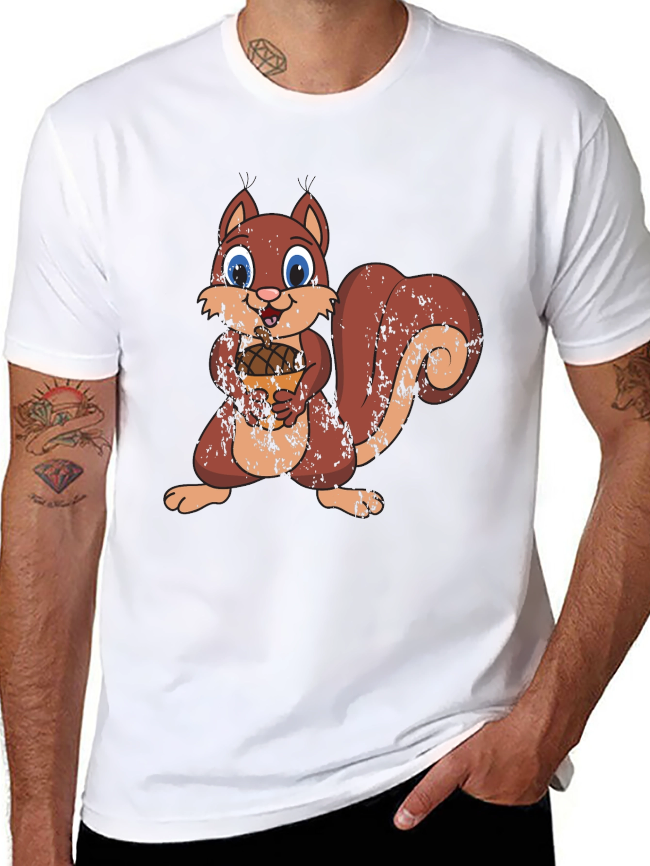Cute Squirrel Holding Acorn Graphic Tee