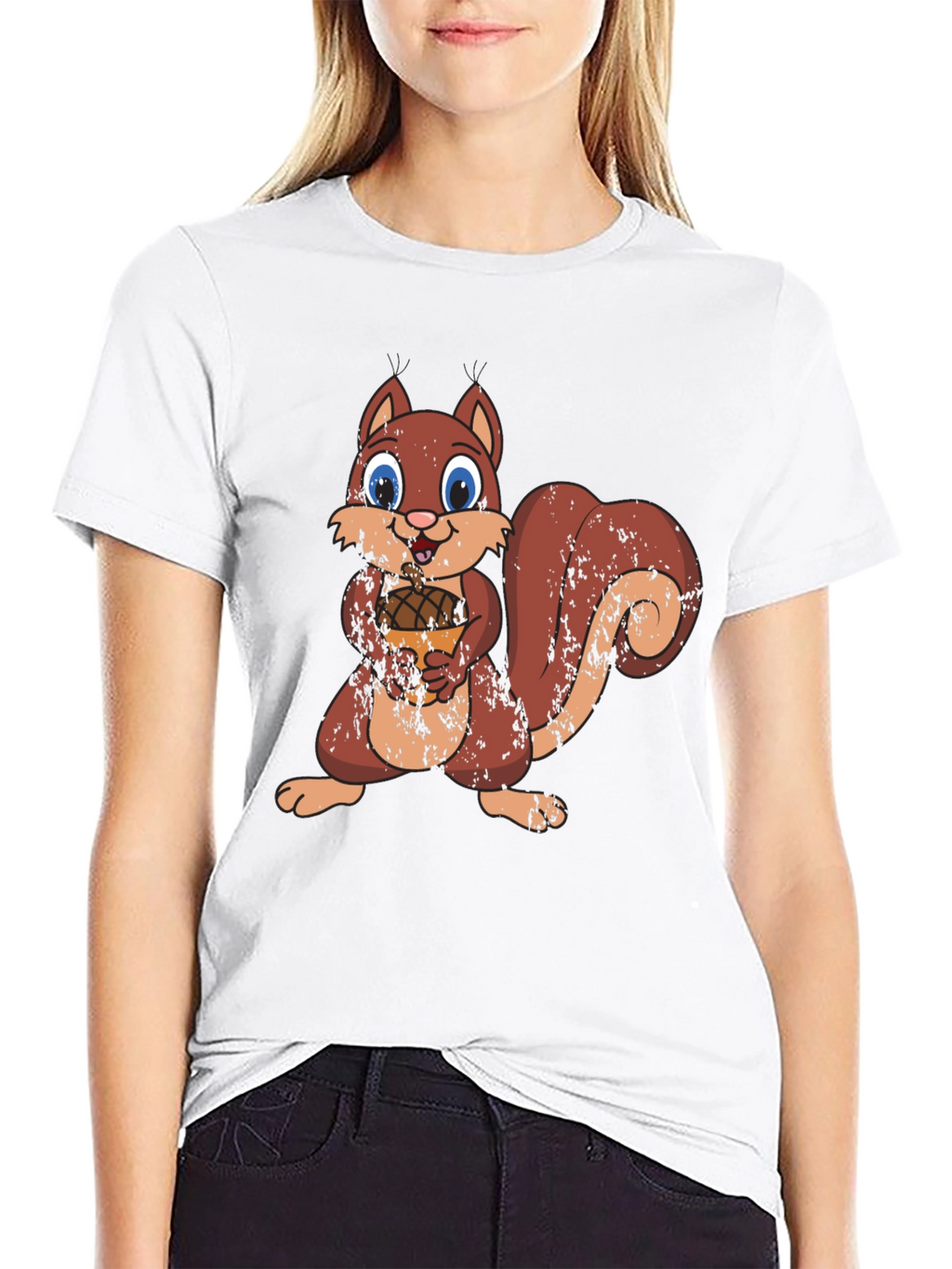 Cute Squirrel Holding Acorn Graphic Tee