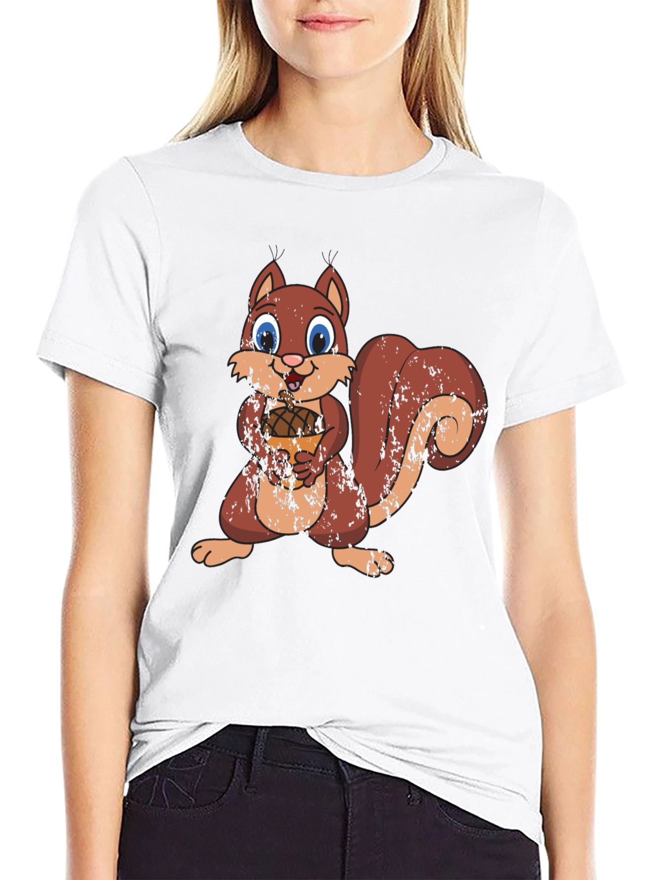 Cute Squirrel Holding Acorn Graphic Tee