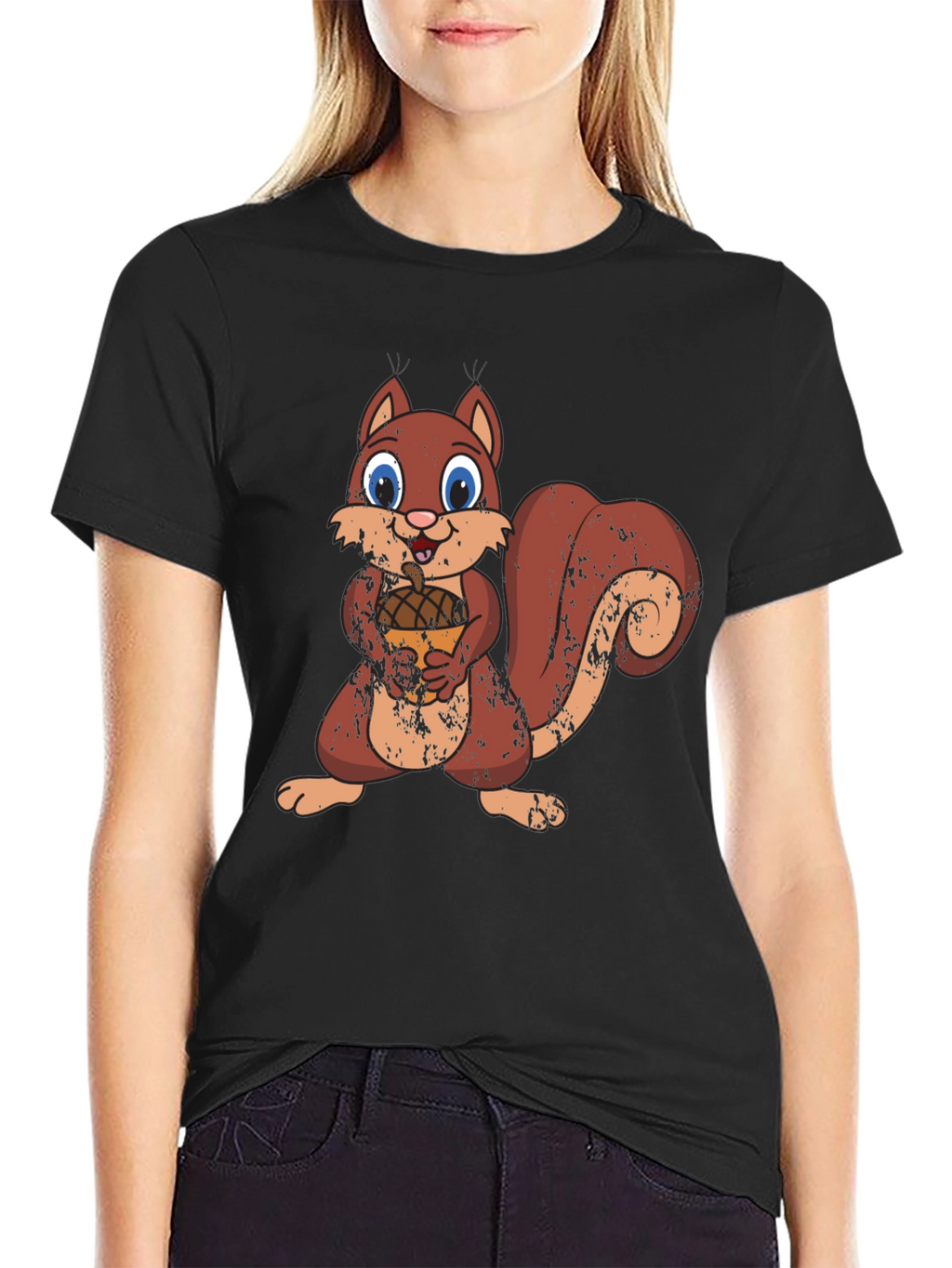 Cute Squirrel Holding Acorn Graphic Tee
