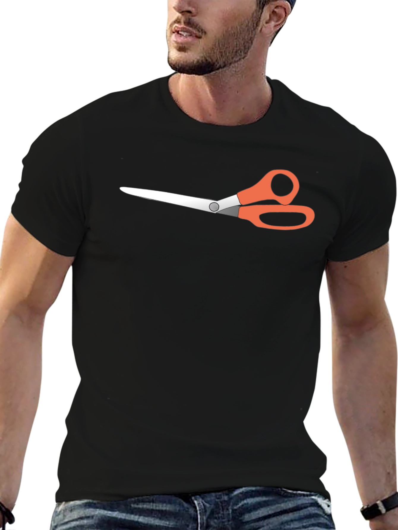 Scissors Graphic Tee - Black Casual T-Shirt