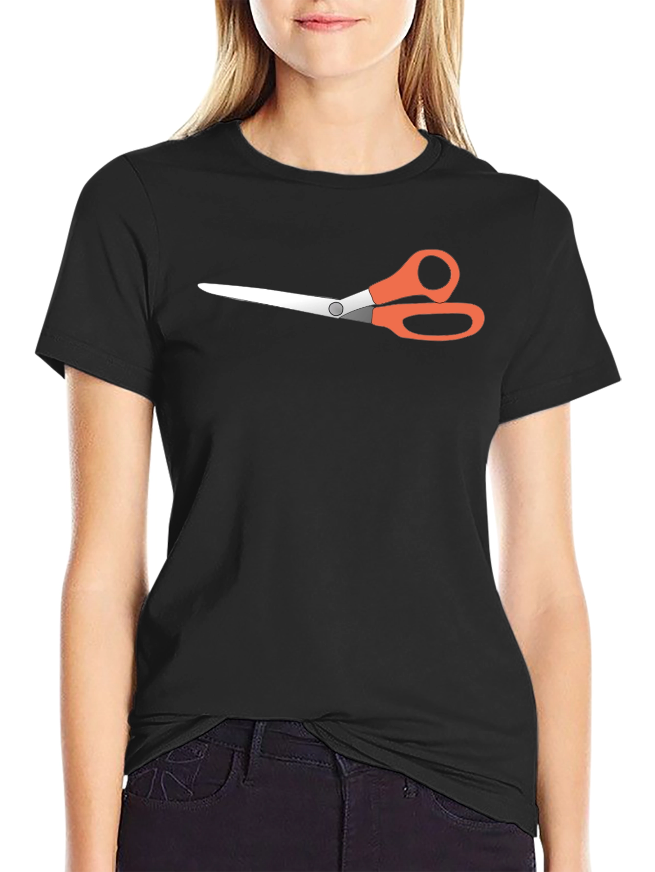 Scissors Graphic Tee - Black Casual T-Shirt
