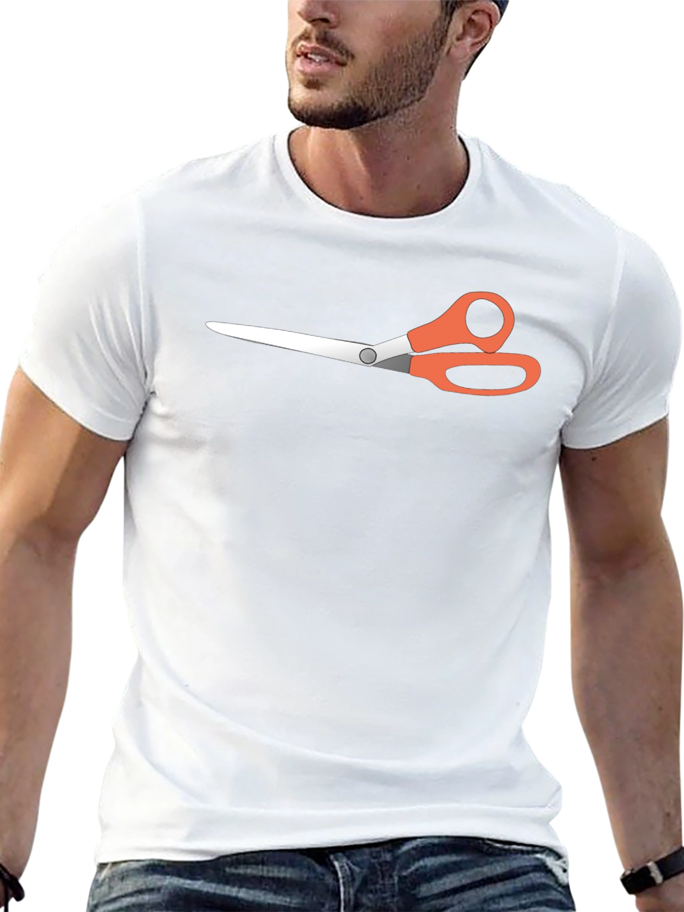 Scissors Graphic Tee - Black Casual T-Shirt