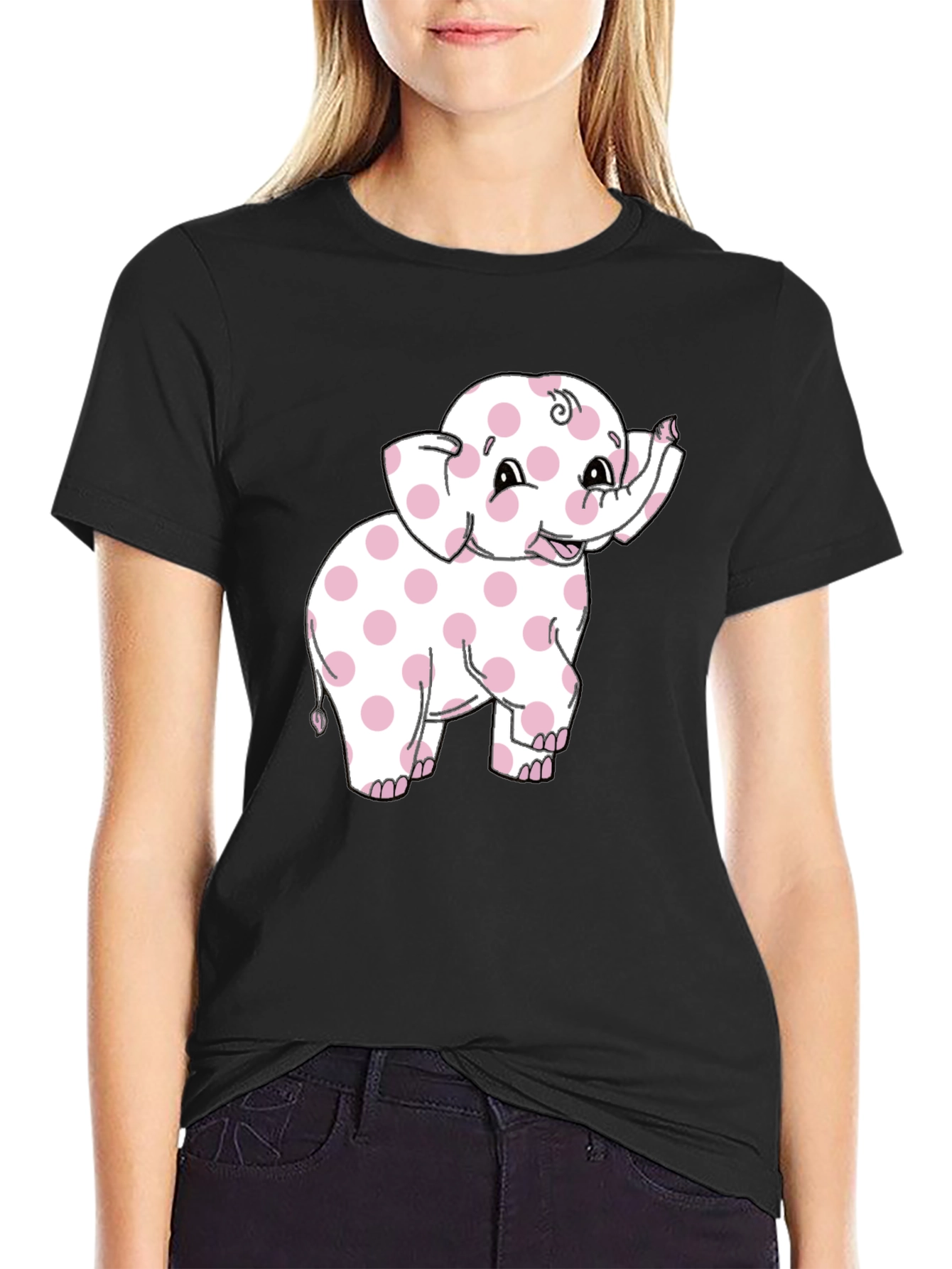 Pink Polka Dot Elephant Graphic Tee