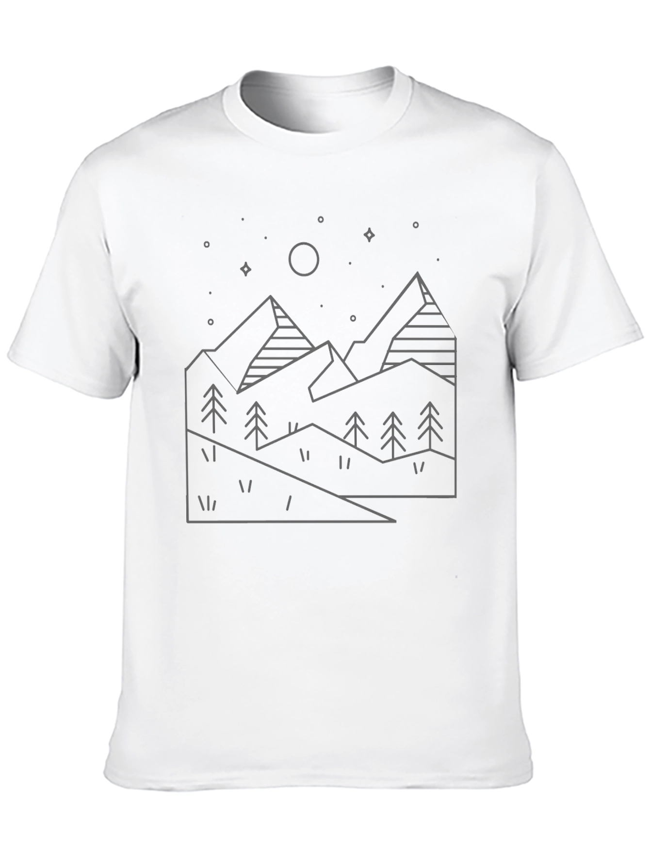 Minimalist Mountain Line Art Black T-Shirt