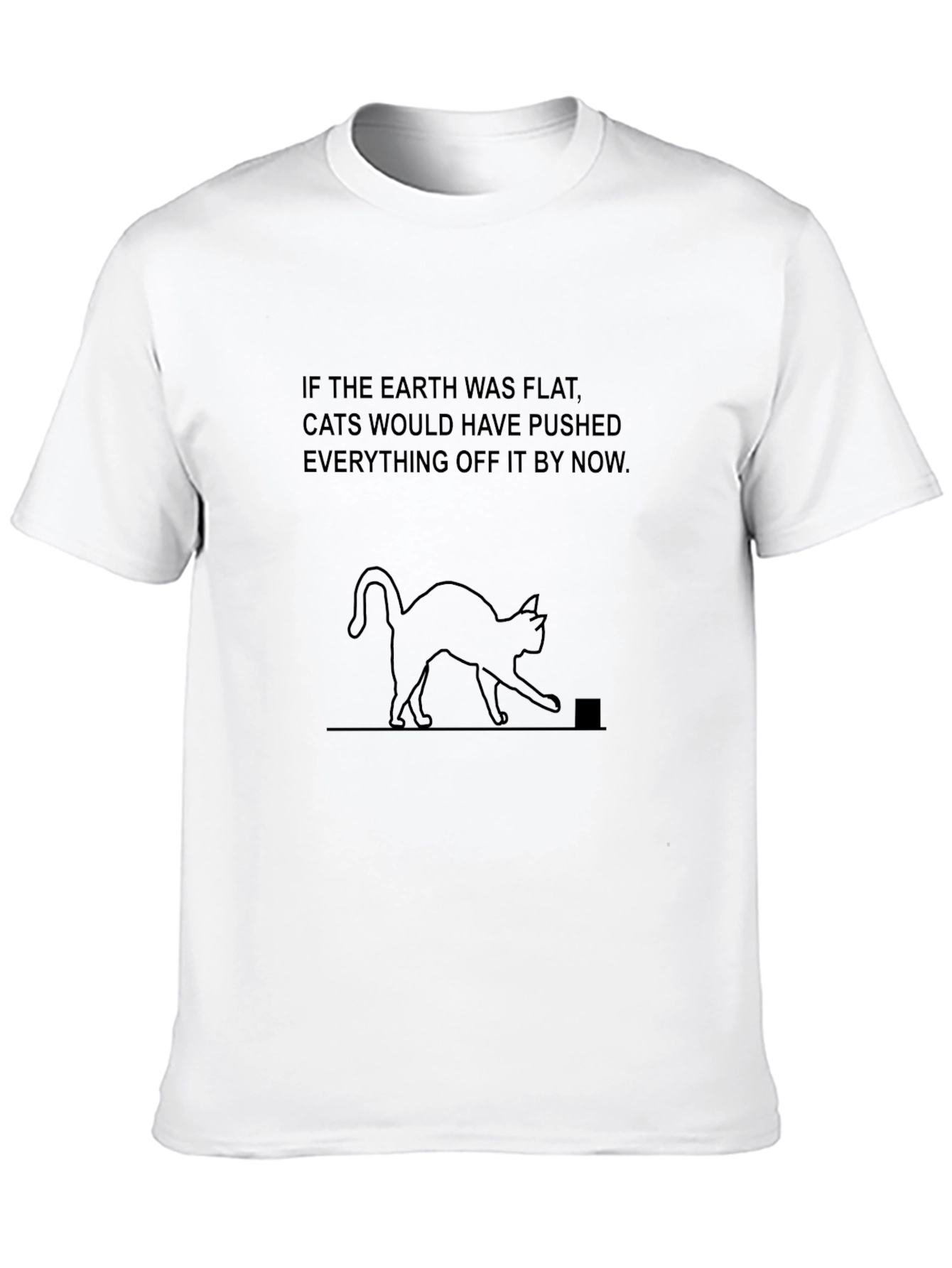 Flat Earth Cat T-Shirt - Funny Design
