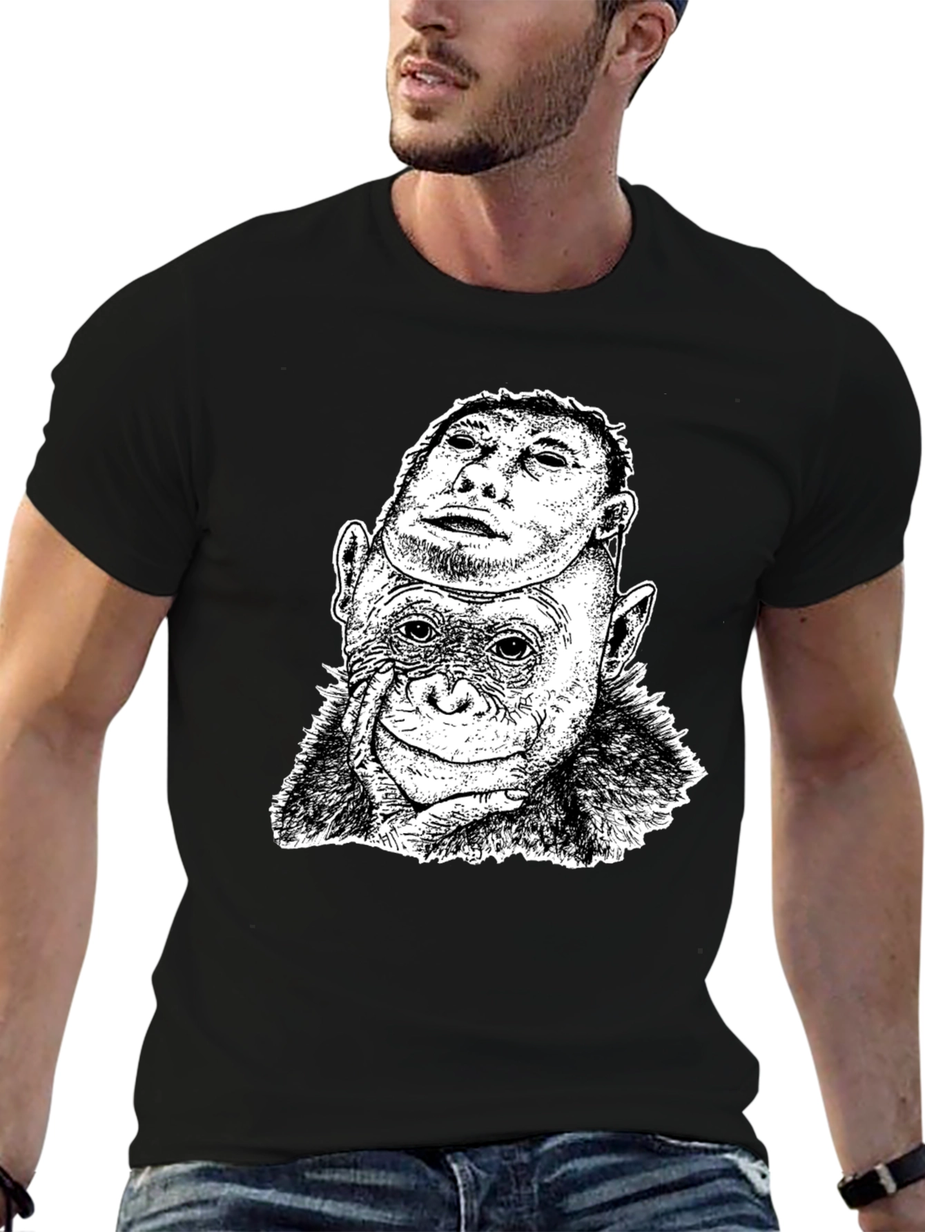 Chimpanzee Mask Graphic T-Shirt