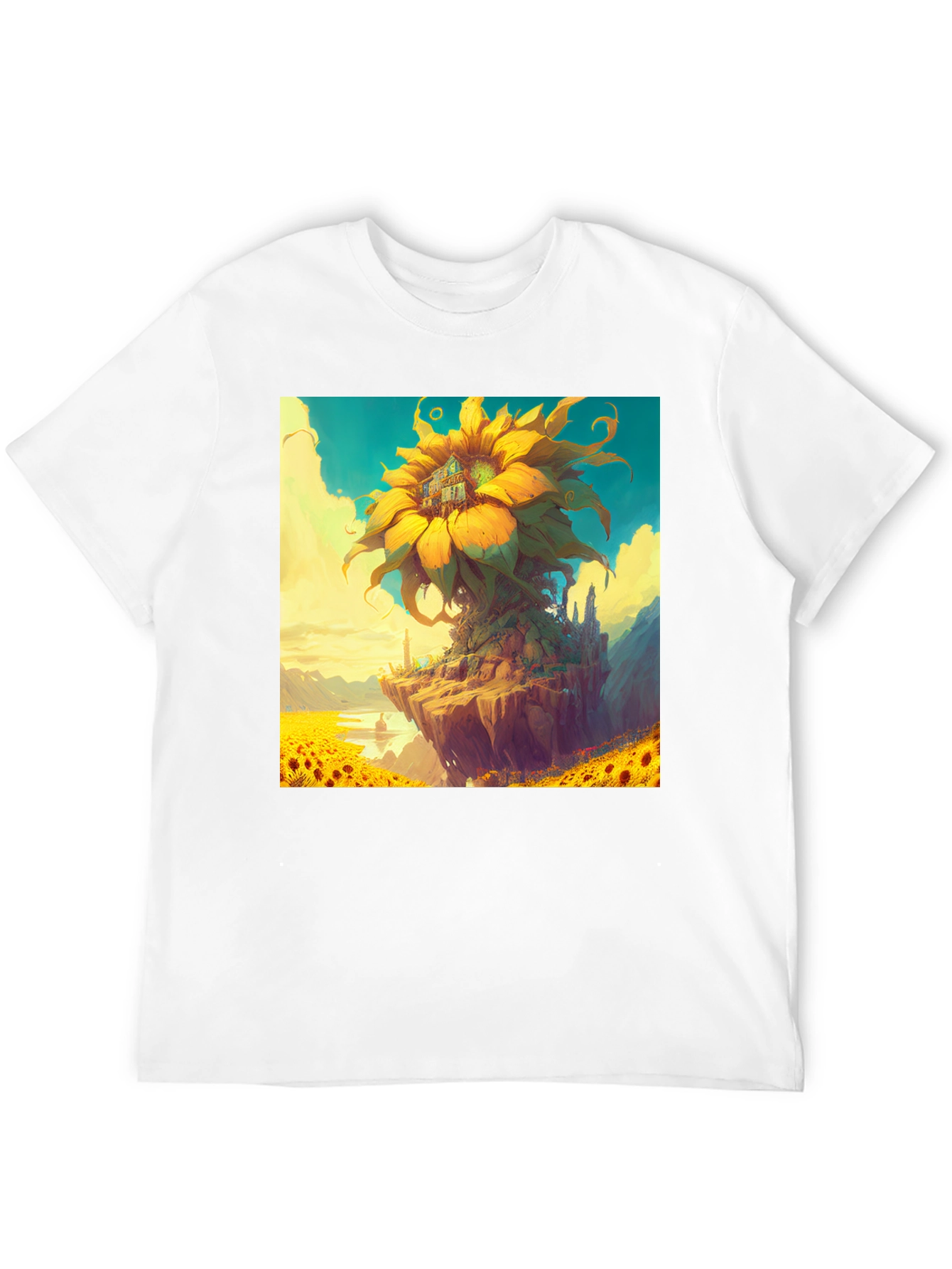 Sunflower Island Graphic Tee - Unique Art Shirt