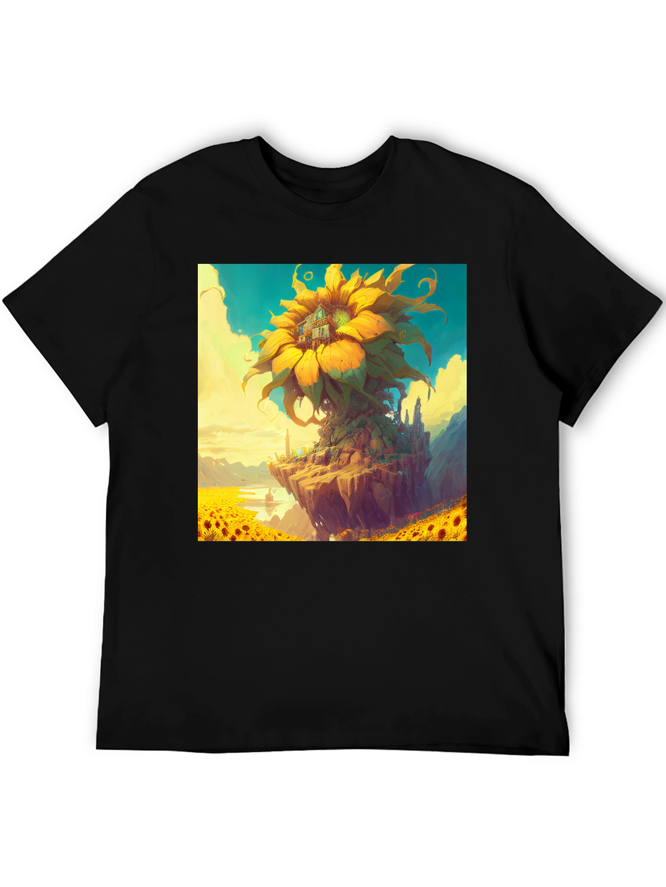 Sunflower Island Graphic Tee - Unique Art Shirt