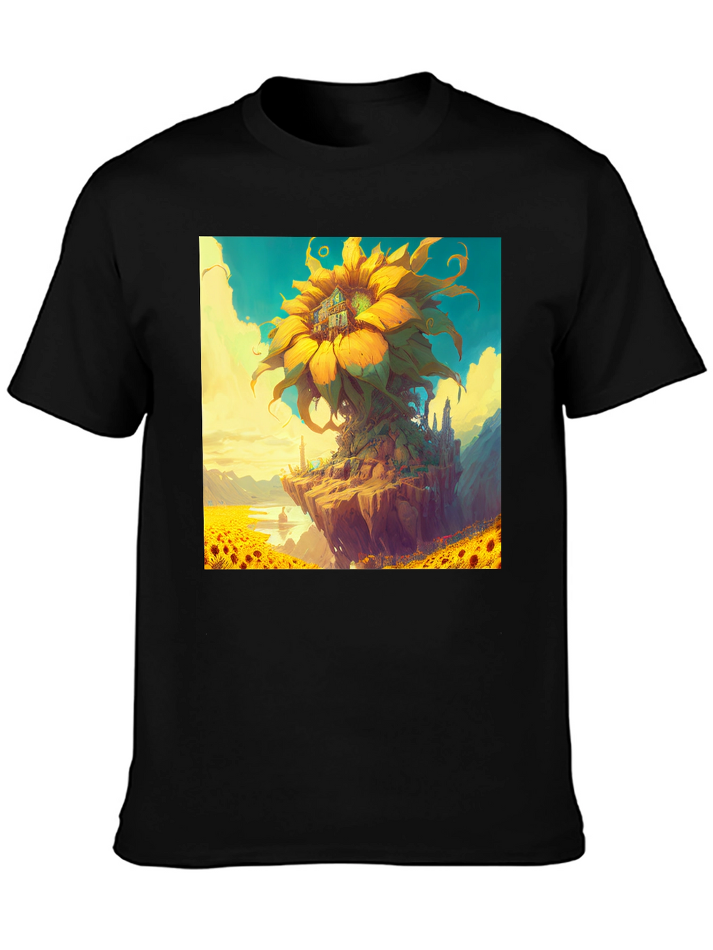 Sunflower Island Graphic Tee - Unique Art Shirt