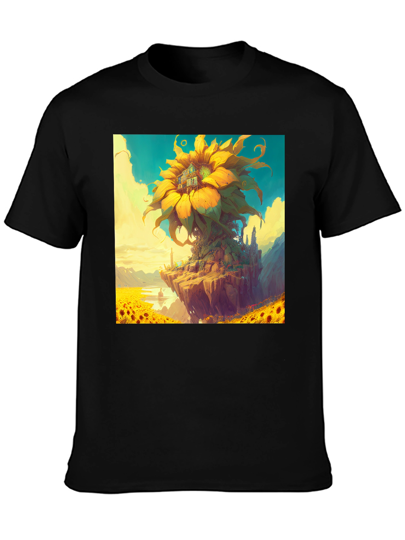 Sunflower Island Graphic Tee - Unique Art Shirt