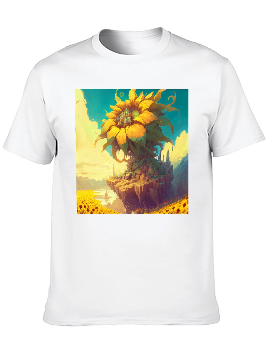 Sunflower Island Graphic Tee - Unique Art Shirt