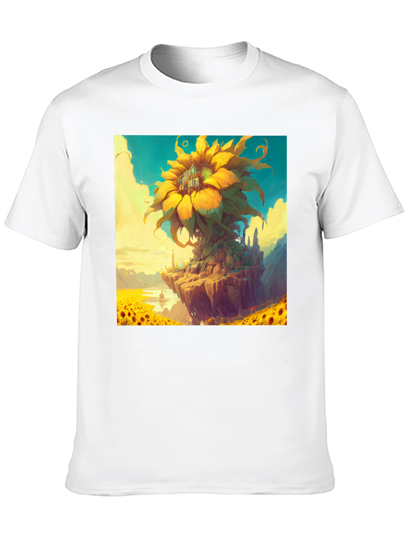 Sunflower Island Graphic Tee - Unique Art Shirt