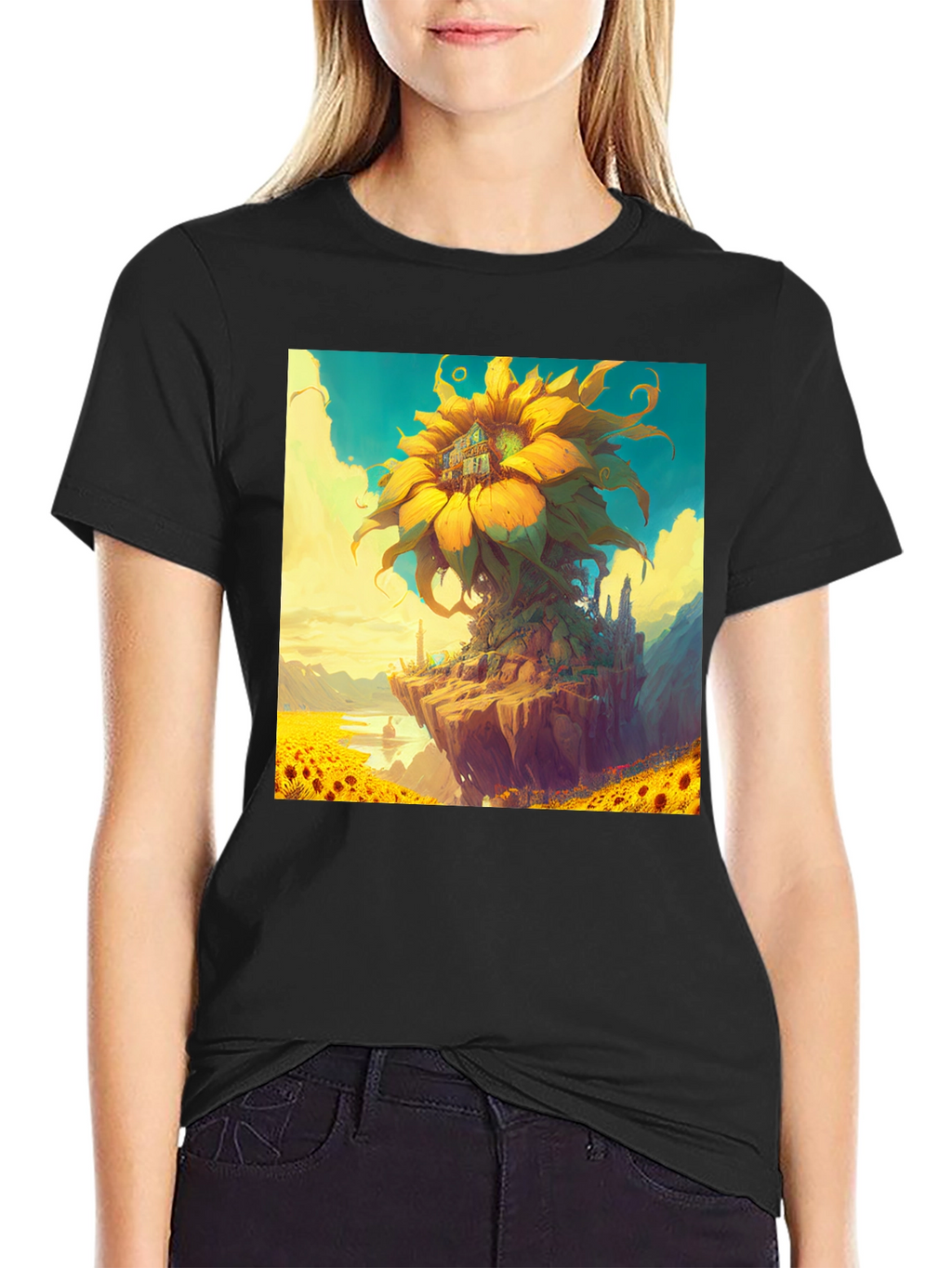 Sunflower Island Graphic Tee - Unique Art Shirt